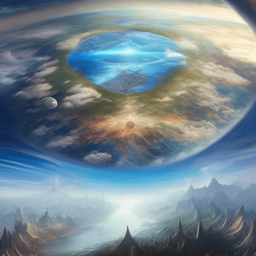 AI generated: a world within a world::5 fantasy art, shot from space, ultra detailed::3 heaven and hell::2