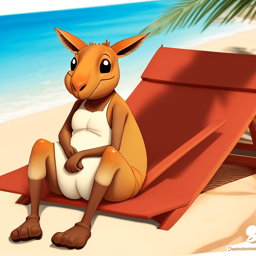 AI generated: Create an image of a cartoon kangaroo with exaggerated sunburn, lounging under the intense sun. The ...