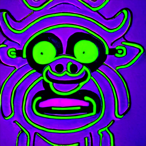 AI generated: Blacklight monkey illustration