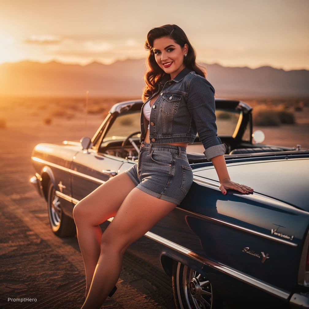 AI generated: Vintage glamour photo with a modern edge. A 23-year-old BOMBSHELL with a playful yet daring expressi...