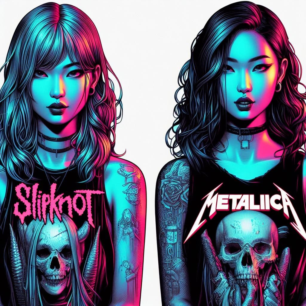 AI generated: two women with tattoos and tattoos on their bodies, cyberpunk art by Ross Tran, trending on devianta...