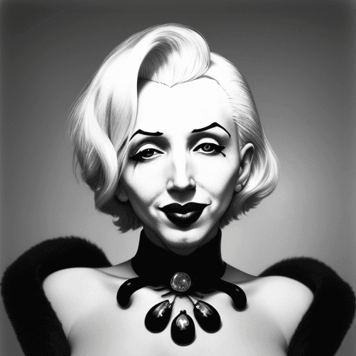 AI generated: Old black and white photography of (Marilyn Manson: Marilyn Monroe: 0.8), expensive jewelry, looking...