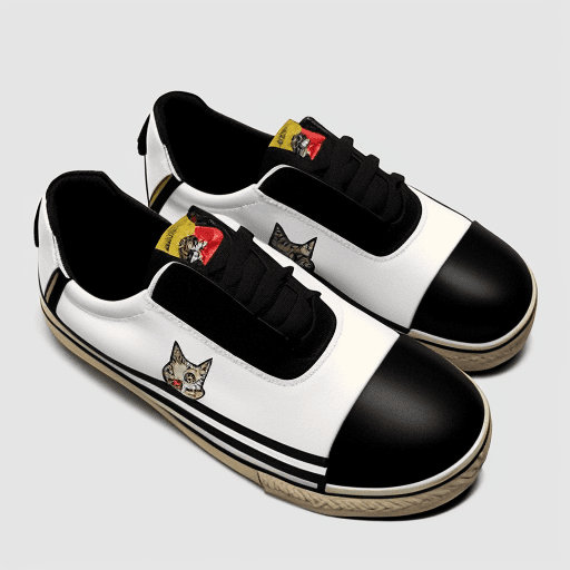 AI generated: zapatillas con diseño de gatos de raza siamés
