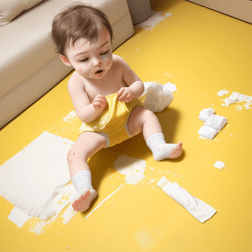 AI generated: diaper messy full, yellow stain on diaper
