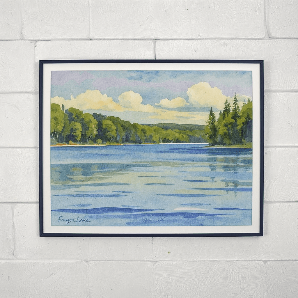 AI generated: Finger Lake (New York) - Poster, watercolor painting. There will be no writing on the poster whatsoe...