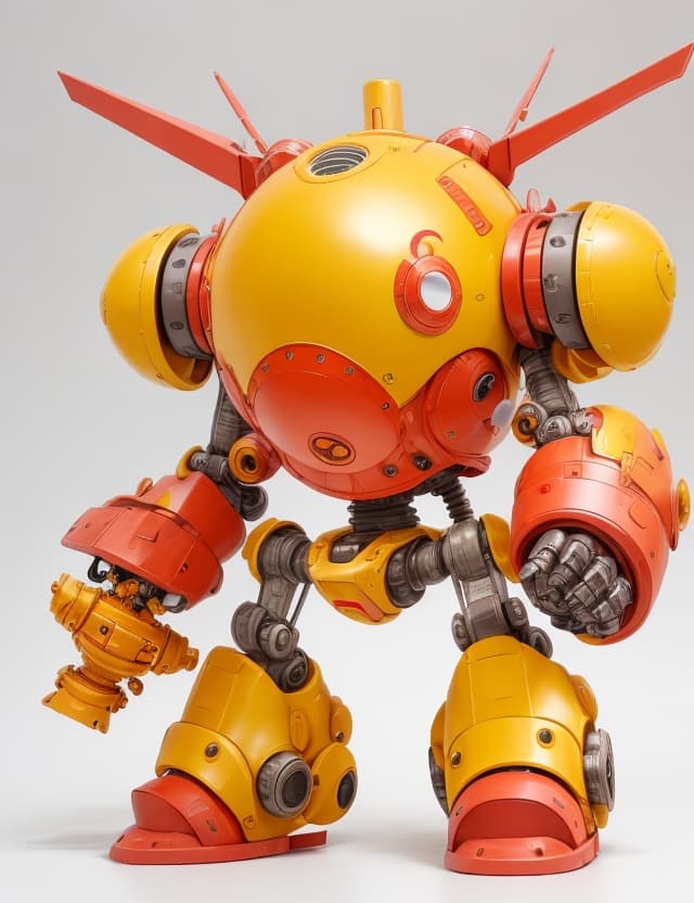 AI generated: (((a cute large armor robot , The head and body all in one ,2 arm , small hand, 2 leg,big feet, very...