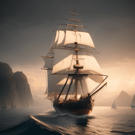 AI generated: Photo of a ultra realistic sailing ship, dramatic light, pale sunrise, cinematic lighting, battered,...
