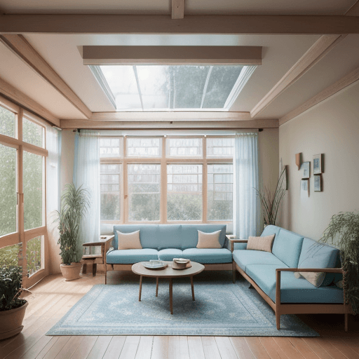 AI generated: High resolution photography interior design, dreamy sunken living room conversation pit, wooden floo...