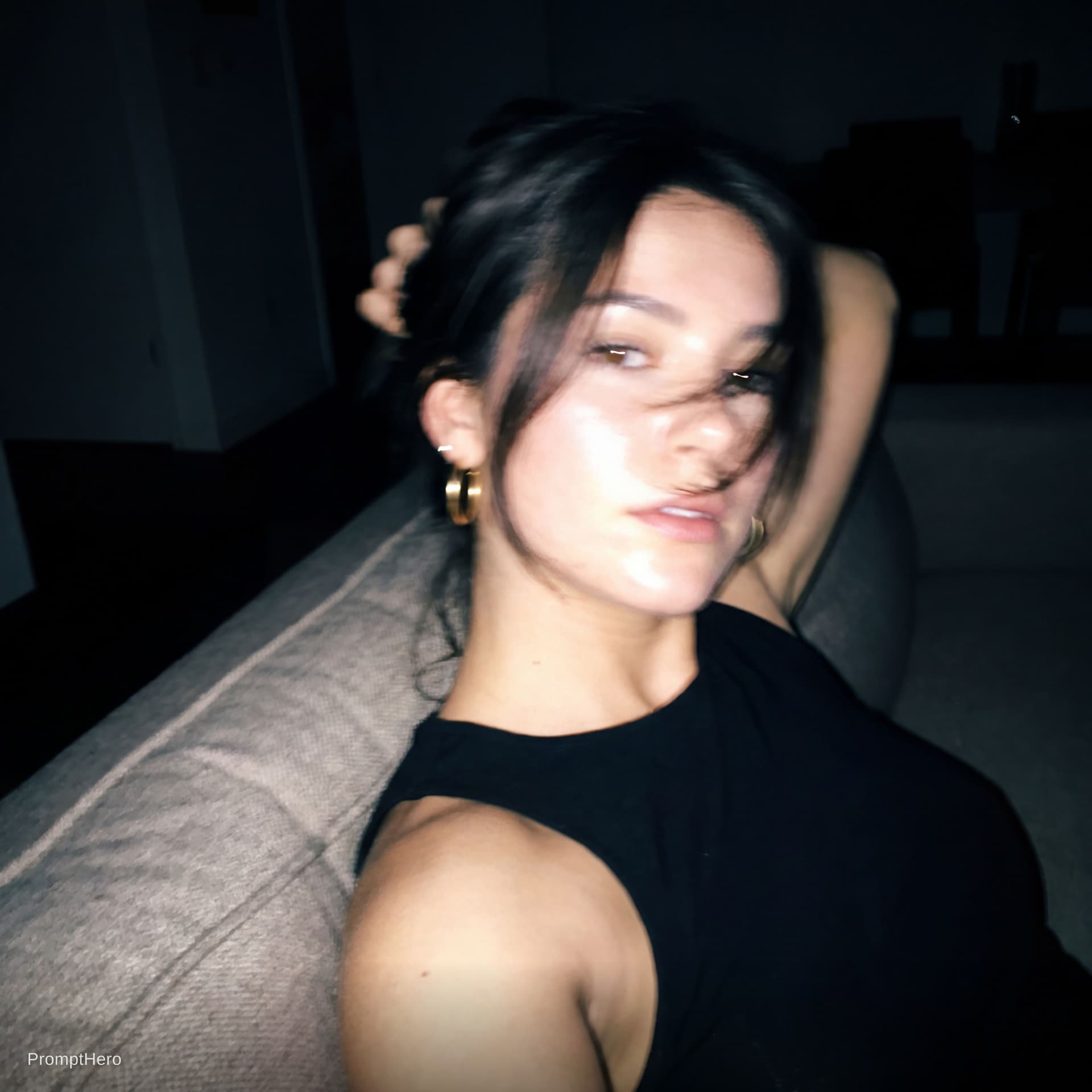 AI generated: Using the uploaded reference photo, create a standard iPhone selfie with flash. There's no clear sub...