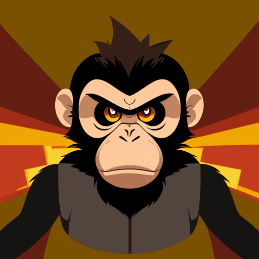 AI generated: vector illustration, monkey, angry, watching at camera, cartoon
