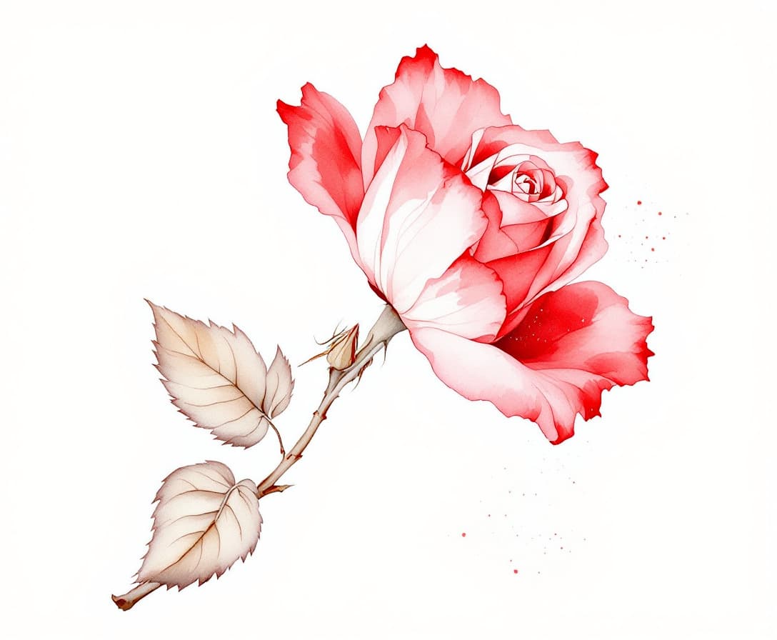 AI generated: red rose on an off-white background, in the style of watercolor illustrations --ar 1:2 --stylize 750