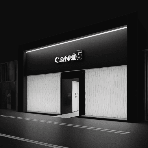AI generated: photorealistic, canon EOS 5d, minimalistic retail shop facede design, black semi glossy color on fac...