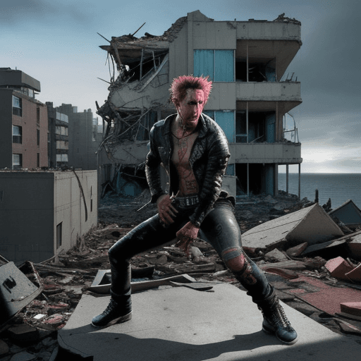 AI generated: Dynamic action pose punk figure in Todd McFarlane's gritty style, Rose draws.' a vibrant color palet...