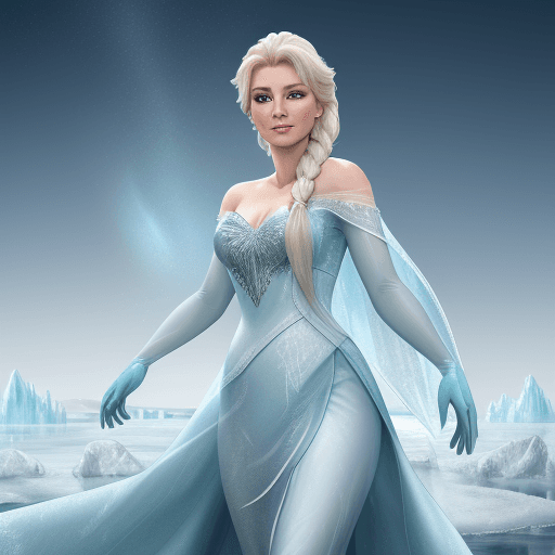 AI generated: High resolution, Elsa, with ice pallas background facing forwards