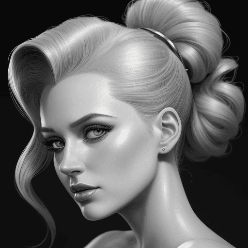 AI generated: the drawing shows a woman with hair in an updo, in the style of hyperrealism and photorealism, glamo...