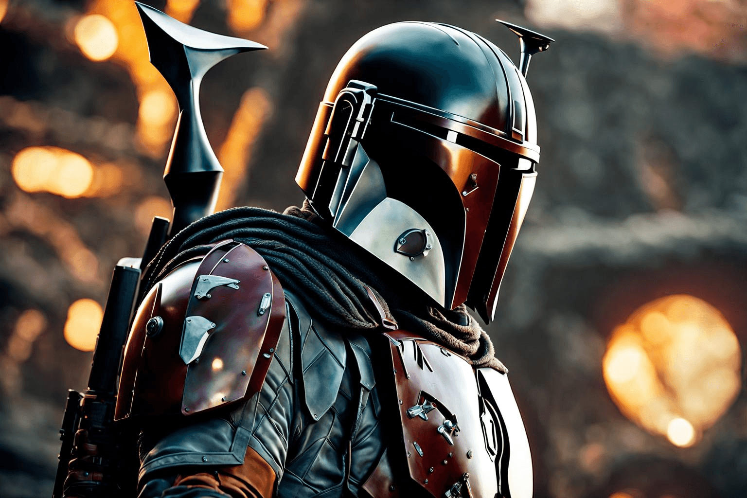 AI generated: Extremely detailed 8k wallpaper , an iconic Mandalorian character from Mandalorian tv series, (eye c...