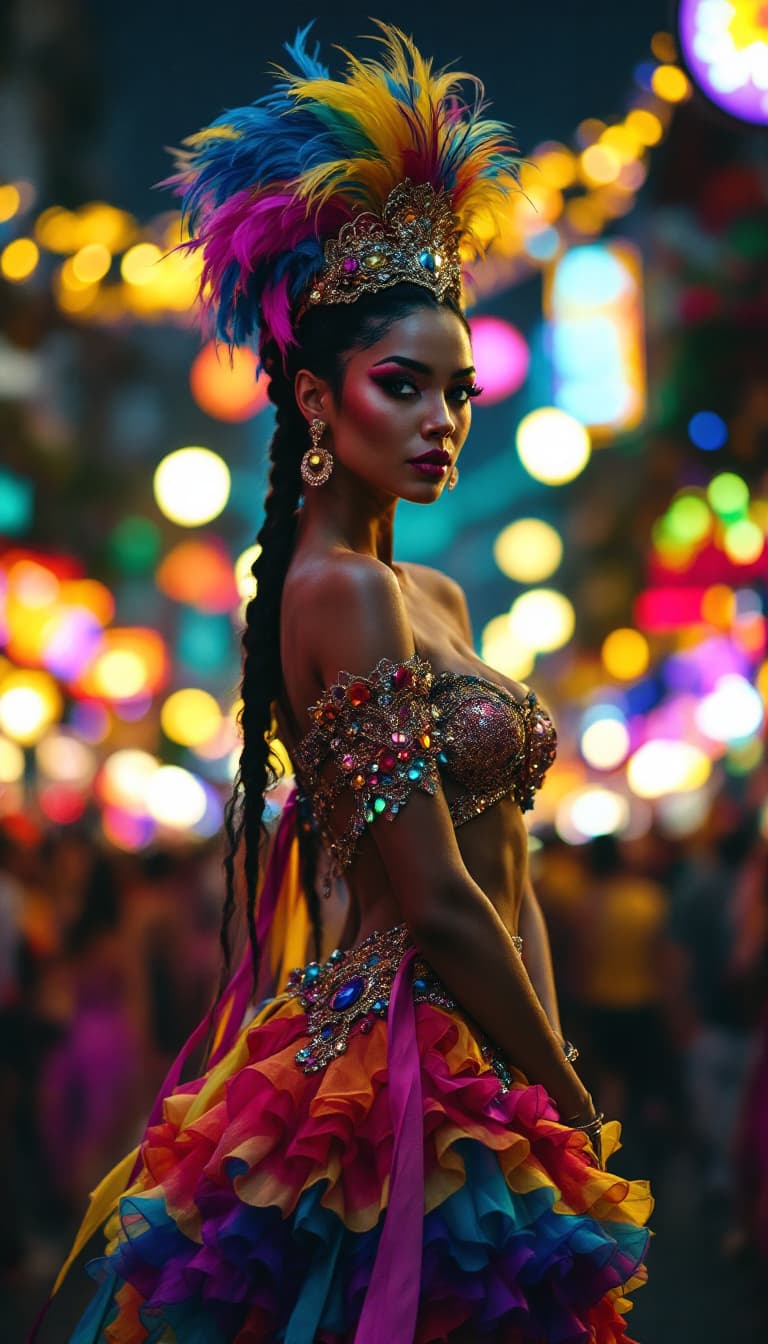 AI generated: A realistic photo of a stunningly beautiful Brazilian woman with a vibrant and confident expression,...