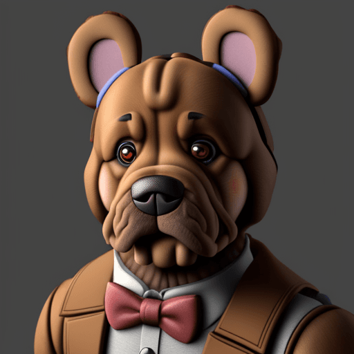 AI generated: An ultra realistic Freddy Fazbear but he is a dog