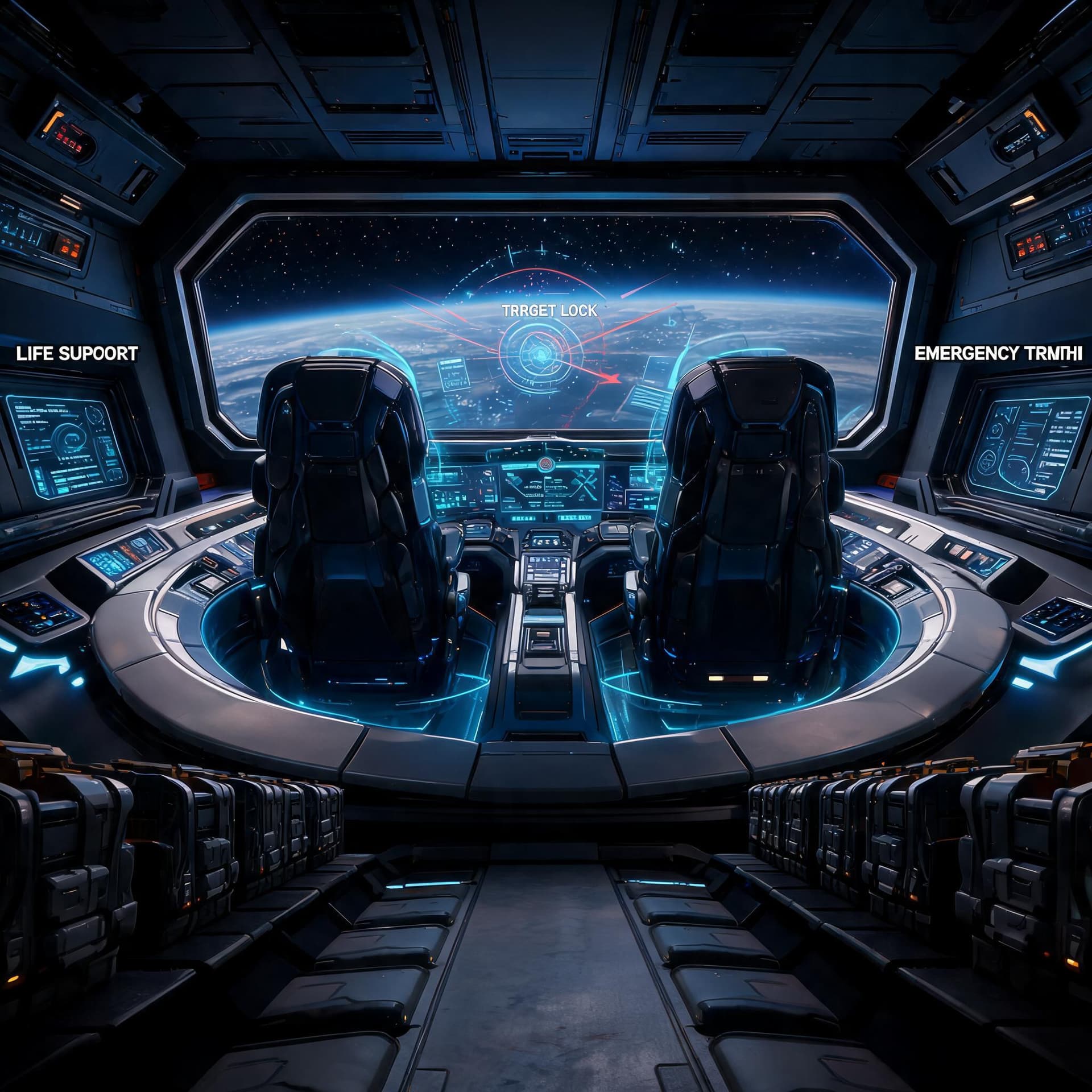 AI generated: Prompt:
A compact Fighter-Class starship dual-seated cockpit engineered for high-speed interception,...