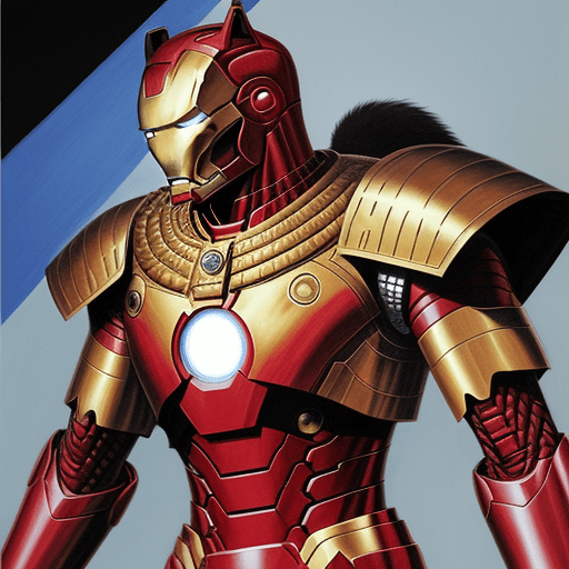 AI generated: Wolf ,King Tut Iron Man armor, concept armor, precise, detailed, suprematism,feline animal painting ...