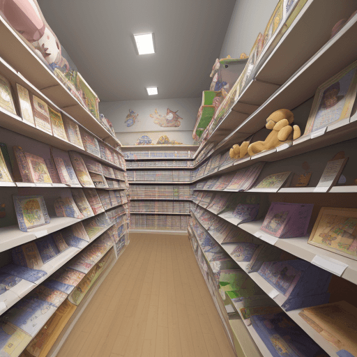 AI generated: 2d image for a fairy tale for children

in the corner of the store there are tall shelves with thous...