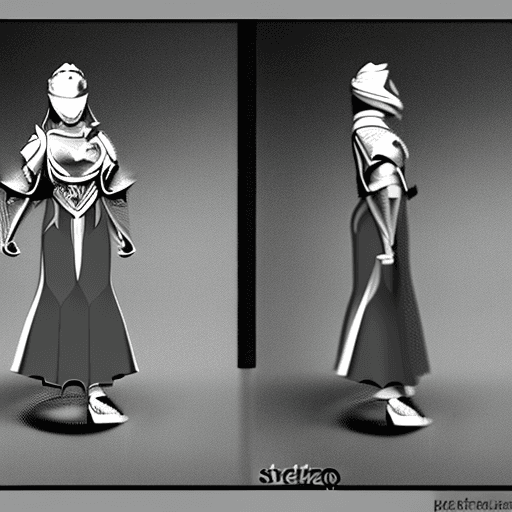 AI generated: a woman in armour, in the style of light white and dark silver, y2k aesthetic, soft, dream-like qual...