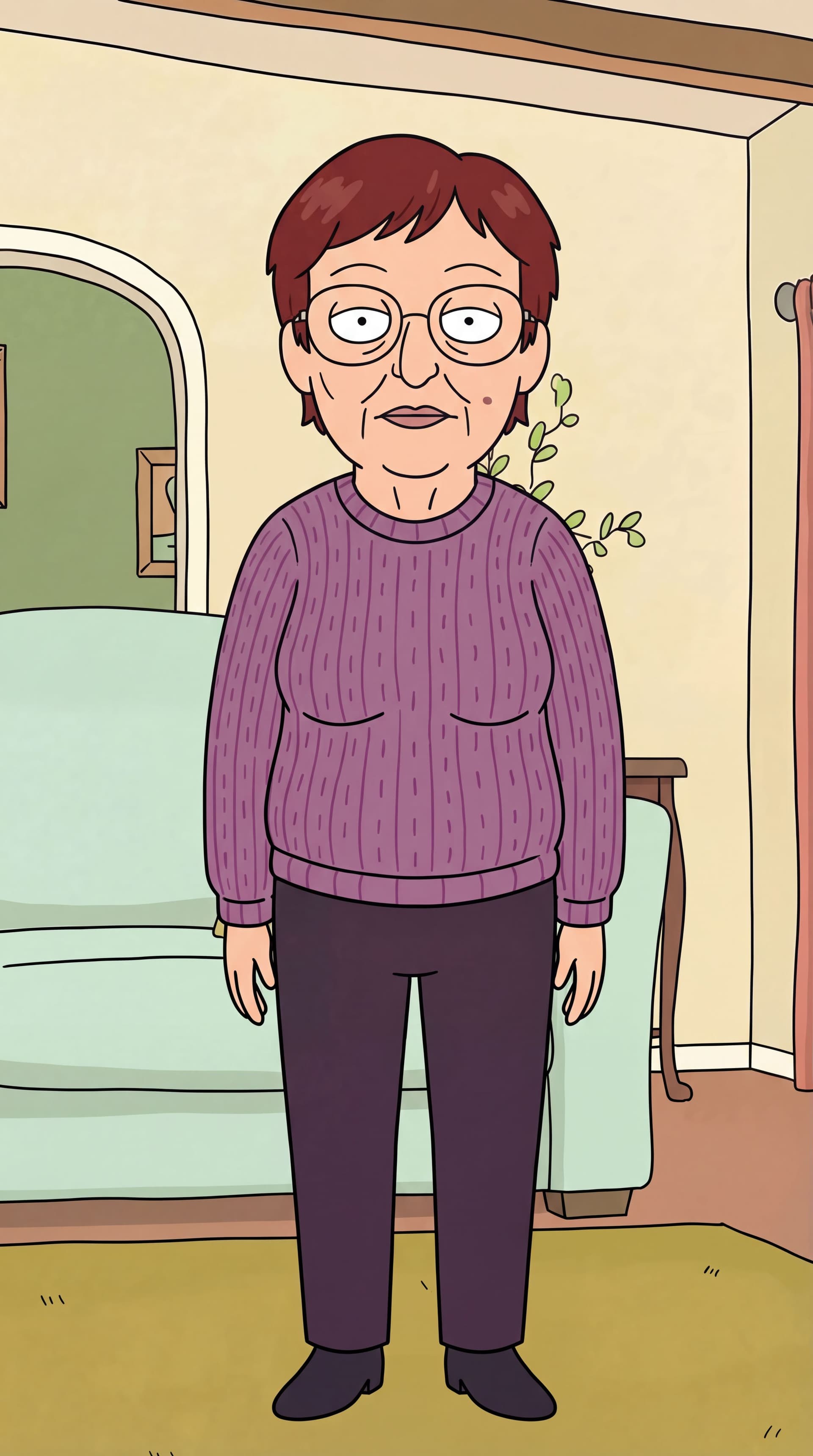 AI generated: change her pose to phase front view angle