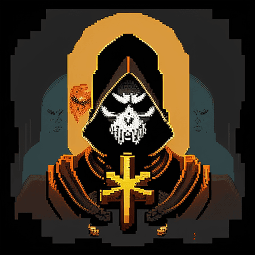 AI generated: Blasphemous Game + pixel art + pixel art style + cover art style + award winning ilustration --v 4