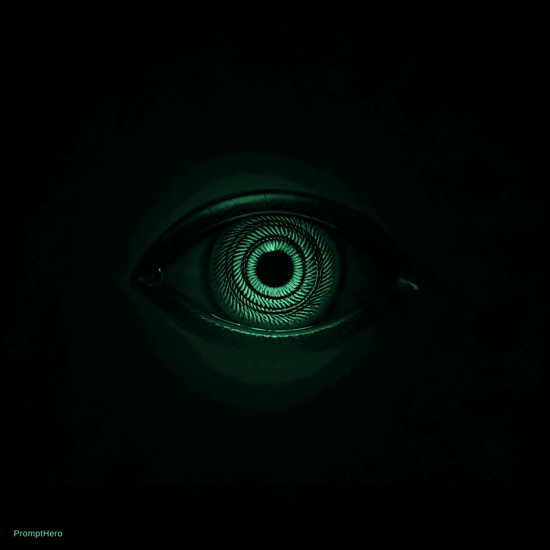 AI generated: Ultra-premium minimalist app icon. A mysterious eye emerging from complete darkness, the iris intric...