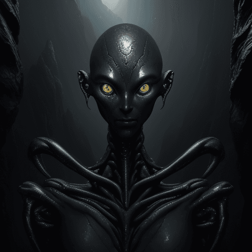 AI generated: extraterrestrial being with a humanoid form, characterized by a large, elongated head and prominent,...
