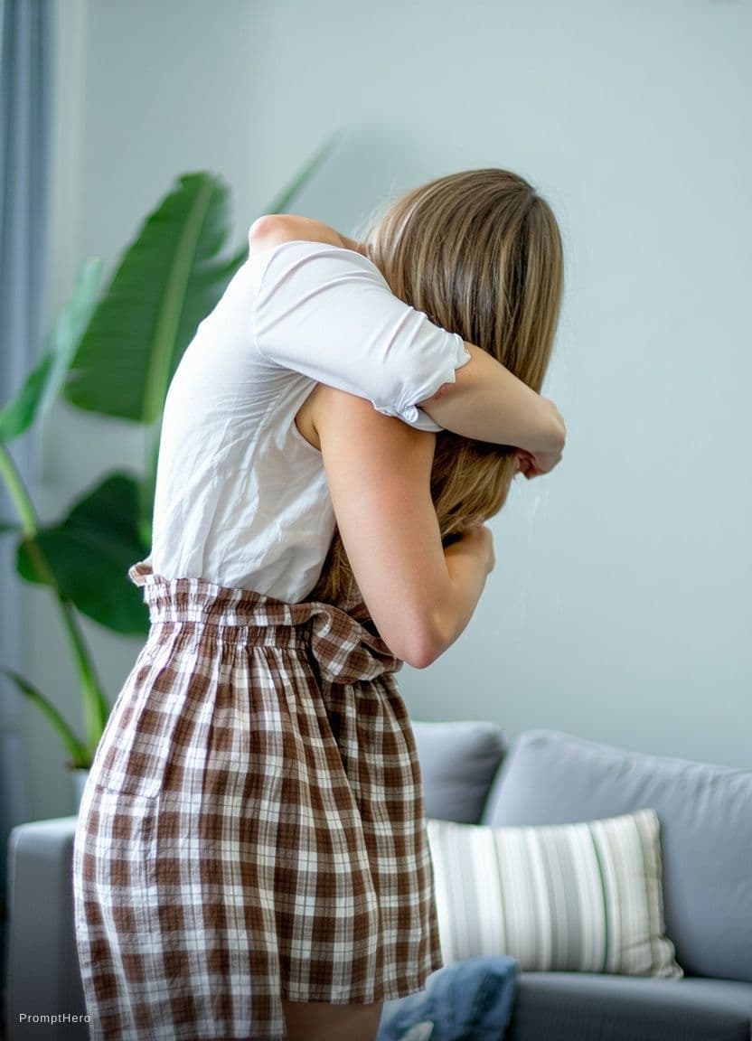 AI generated: Hug woman from behind 