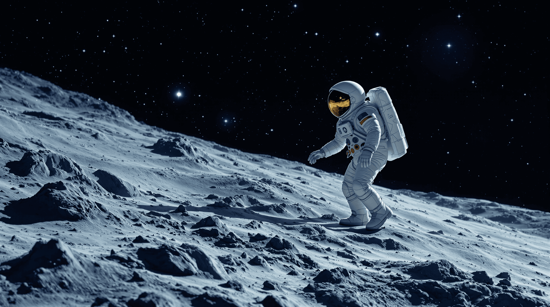 AI generated: Astronaut in the moon, cold color palette, muted colors, very detailed, sharp focus
