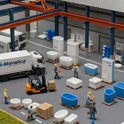 AI generated video: Make the cinematic zoom out shot with every miniature workers moving and walking while truck is also...