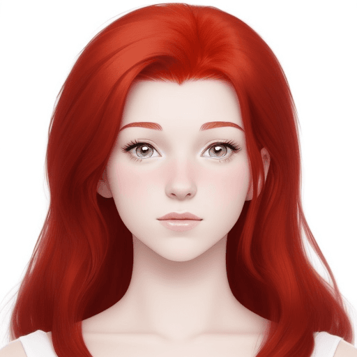 AI generated: a simple cartoon of a beautiful 18 year old woman with red hair, white background, princesscore, I c...