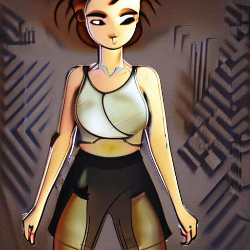 AI generated: 1girl, a girl, Standing with arms crossed and a serious expression, looking down at the ground, in t...