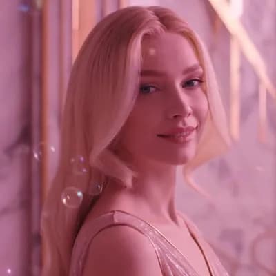 AI generated video: Art Deco Revival style , midjourney style video, long hair blonde woman, luxorios surranding, close-...