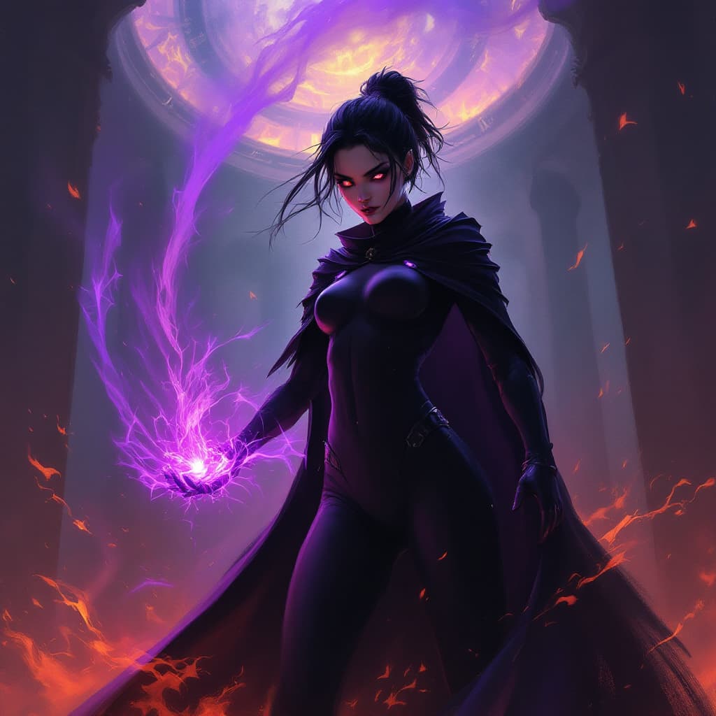 AI generated: simple blurry brush digital painting in the style of warhammer 40k of a female psyker, 14 years old,...