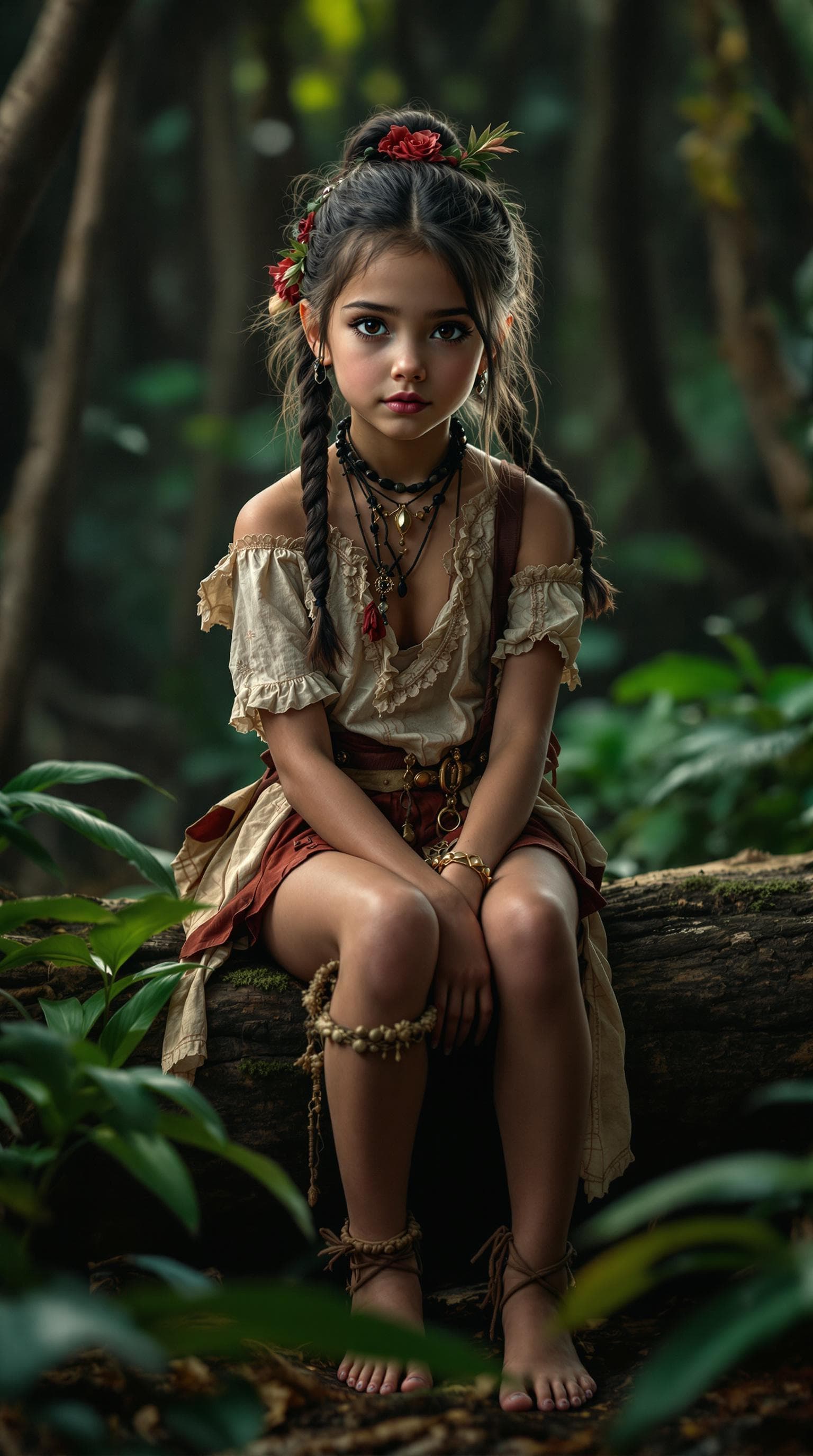 AI generated:  professional photo of a exceptionally beautiful girl in the world  (age 7), (seven year old) 1880's...