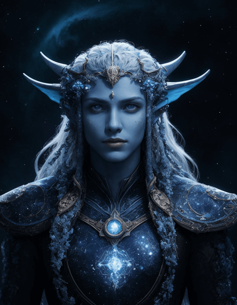 AI generated:  sci-fi style an astral elf druid of the Circle of the Stars subclass. A serene and contemplative fi...