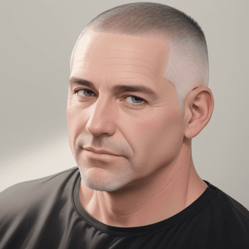 AI generated: 50 year old man shaven full hair no beard tall athletic