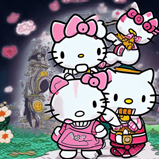 AI generated: Suguru getou In hello kitty version, Cartoon, Kawaii, high quality, Cat, Jujutsu kaisen, Cartoony