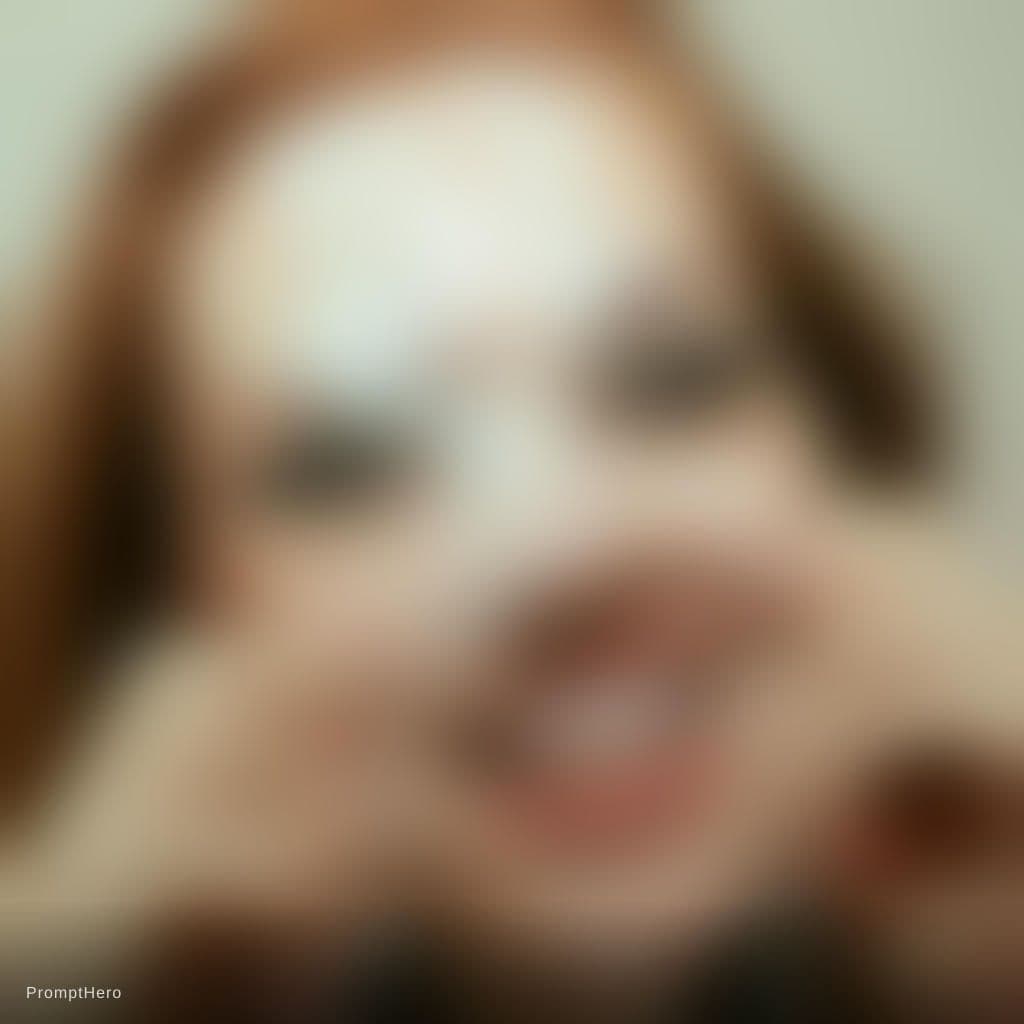 AI generated: The image is a close-up of an adult woman’s face. She has light-colored eyes and reddish-brown hair....