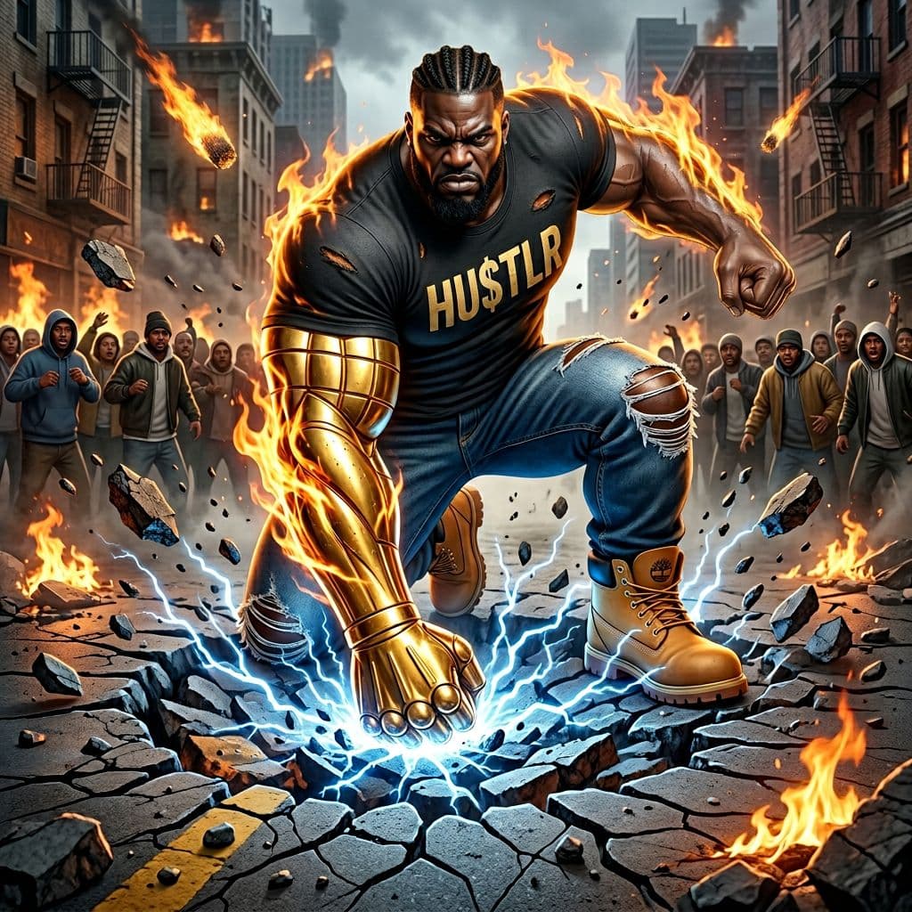 AI generated: full body view of  3d illustration of an african american man superhero,he is POSED IN THE CLASSIC S...