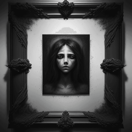 AI generated: The abstract black and white charcoal portrait drawing, exudes a hauntingly beautiful aura, capturin...