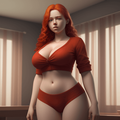 AI generated: YOUNG teen girl, ginger, (huge breasts),red hair, full body shot, big breadts, cinematic, hyper real...