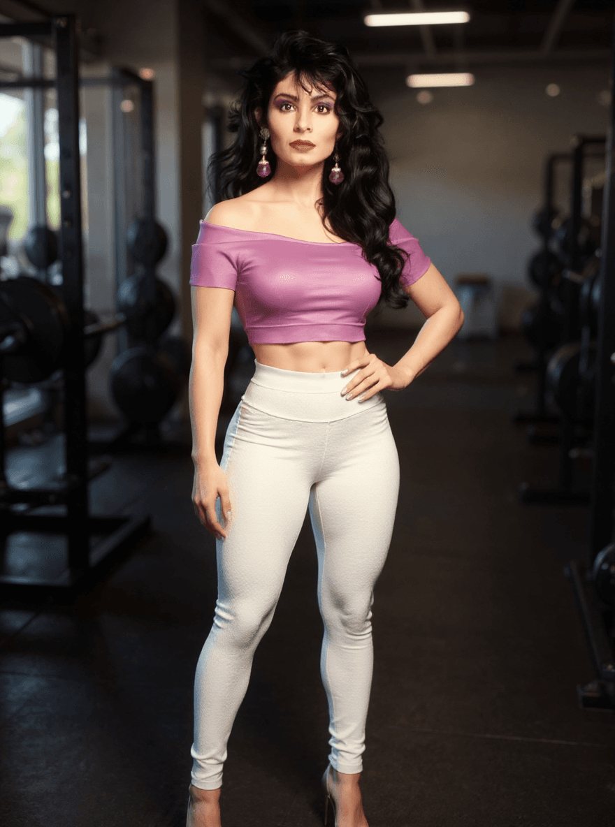 AI generated: A 3/4 front photo of a stunning and attractive Colombian woman with long, black hair and fair, glowi...