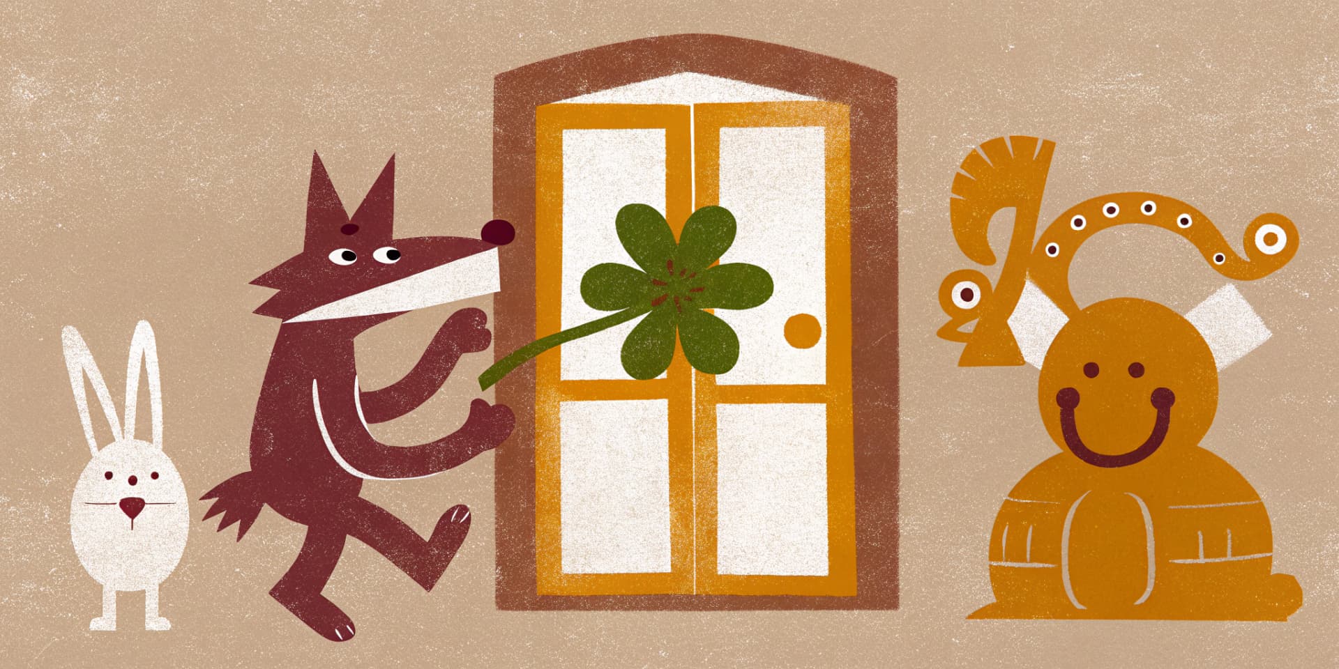 AI generated: I'm looking for a humorous and ironic illustration based on the Italian expression "in bocca al lupo...