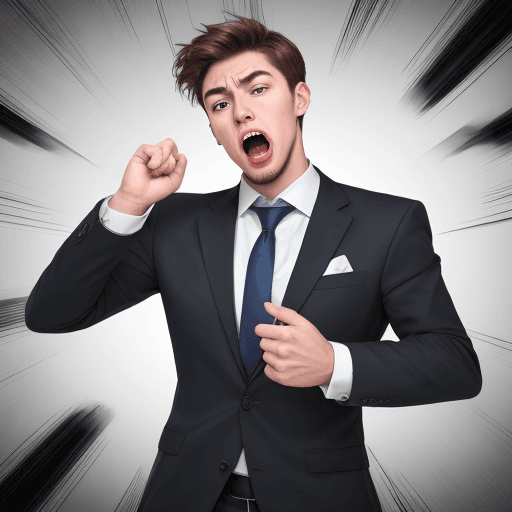 AI generated: handsome business man with shocked and mouth open