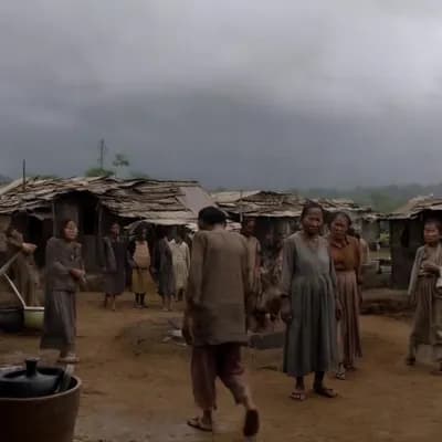 AI generated video: Poor people on the village
