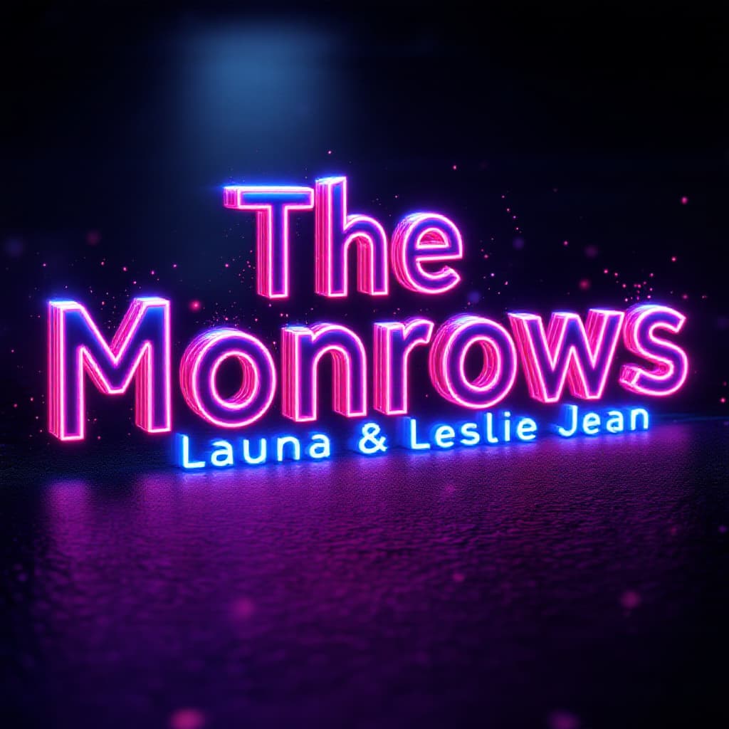 AI generated: A 3D digital art rendering of the word 'The Monrows' on top, and 'Launa & Leslie Jean' on the bottom...